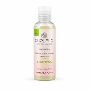 Švelnus šampūnas Curl Flo Green tea and Organic Lemongrass Shampoo 100 ml.
