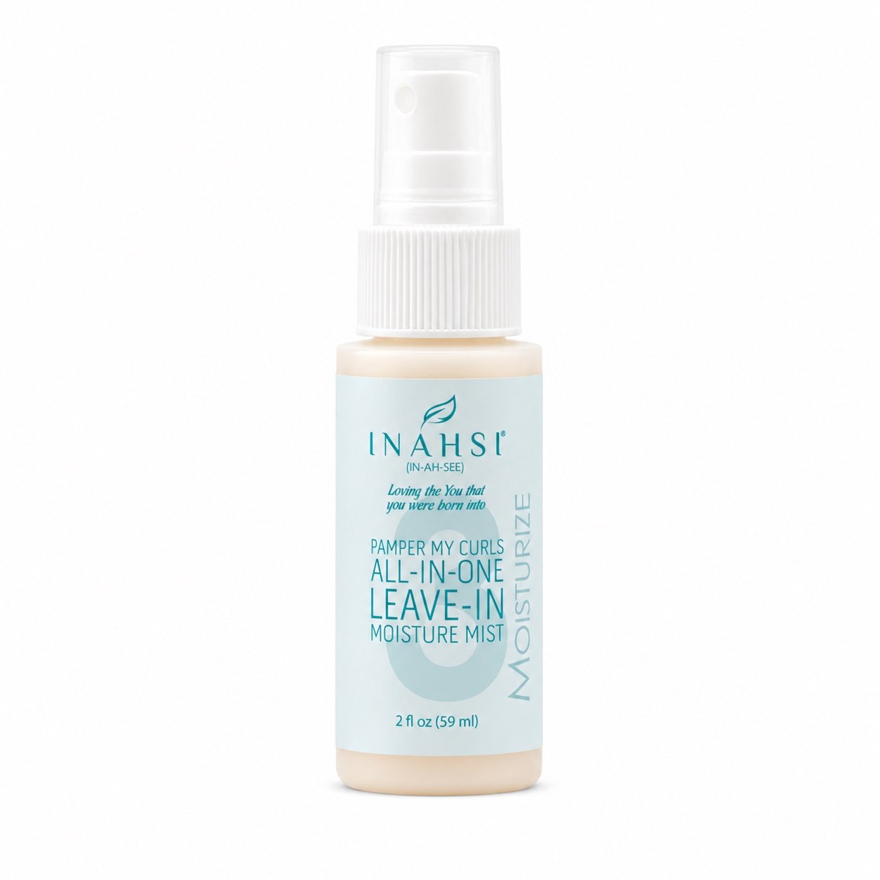 Nenuplaunamas drėkinamasis purškiklis Inahsi Naturals Pamper My Curls All-In-One Leave - in Moisture Mist 59 ml.