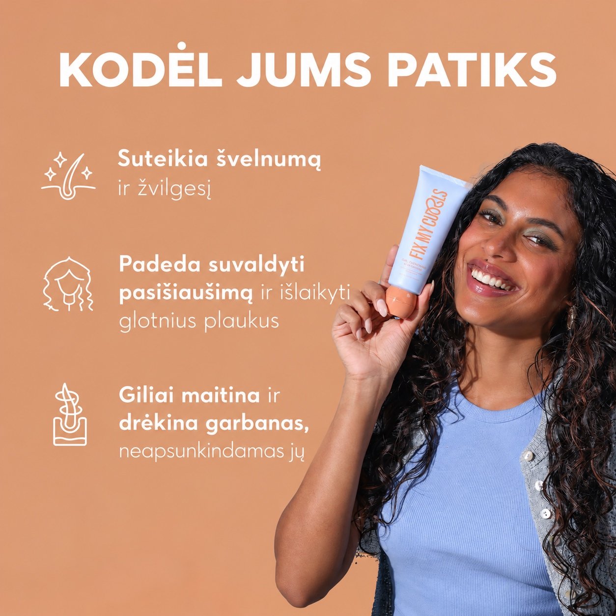 Drėkinamasis garbanų sviestas Fix My Curls Curl Quenching 100 ml. - Image 2