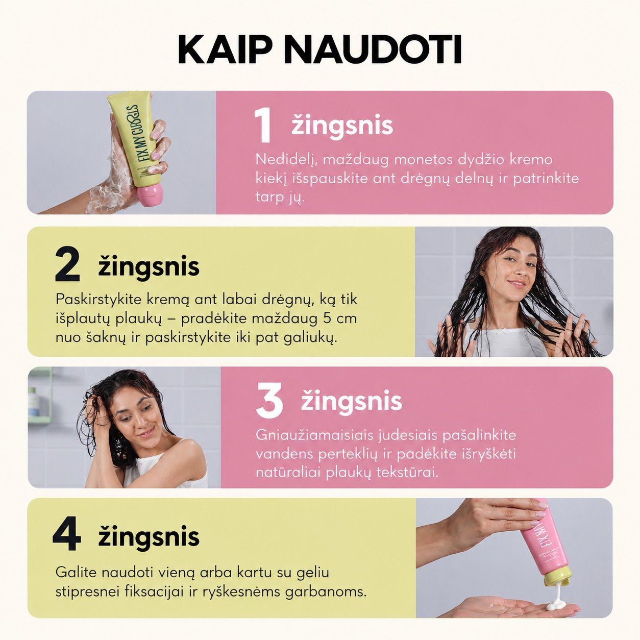 Nenuplaunamas kremas Fix My Curls Leave-In Cream 100 ml - Image 4