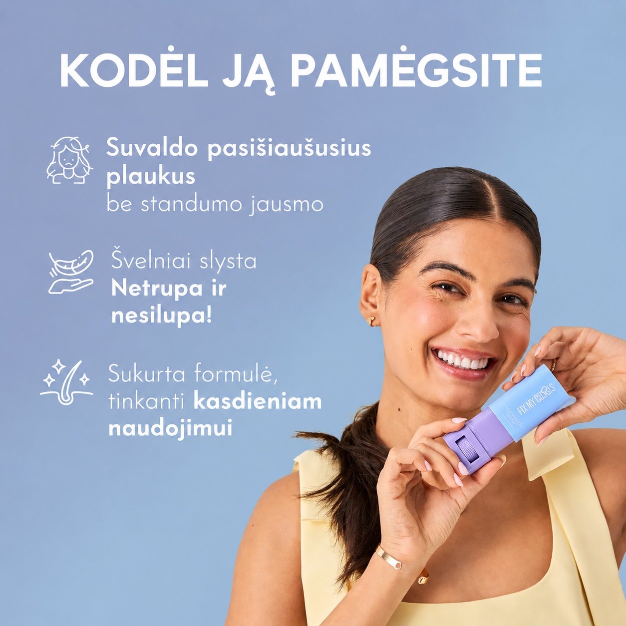 Plaukų formavimo pieštukas Fix My Curls Frizz Control Stick 15 g - Image 3
